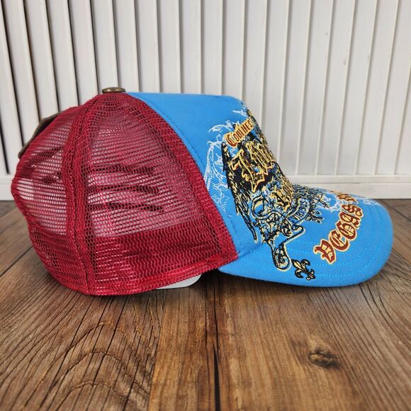 VTG Vegas Royalty Live Fast Rock Legend Couture Killer Trucker Hat Cap Blue Red main image 5